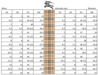 burberry shoes size chart|burberry size chart uk.